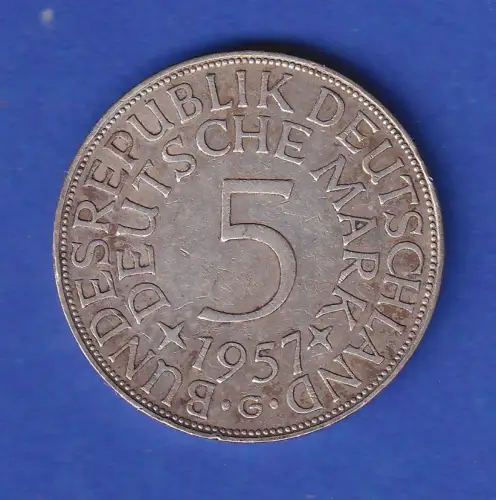 Bundesrepublik Kursmünze Silberadler 5 Mark 1957 G