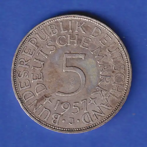 Bundesrepublik Kursmünze Silberadler 5 Mark 1957 J