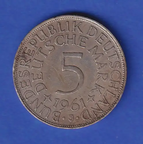 Bundesrepublik Kursmünze Silberadler 5 Mark 1961 J