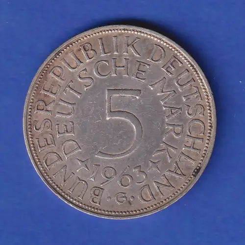Bundesrepublik Kursmünze Silberadler 5 Mark 1963 G