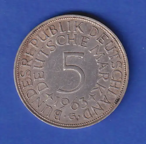 Bundesrepublik Kursmünze Silberadler 5 Mark 1963 G