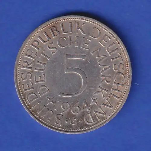 Bundesrepublik Kursmünze Silberadler 5 Mark 1964 G