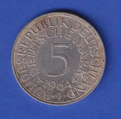 Bundesrepublik Kursmünze Silberadler 5 Mark 1964 G