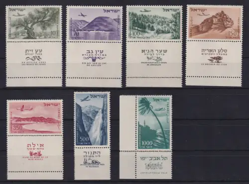 Israel 1953 Flugpostmarken Landschaften Mi.-Nr. 80-86 mit Full-Tab postfrisch **