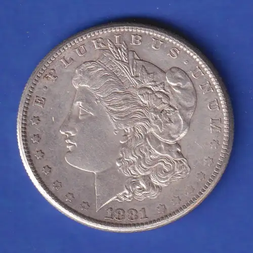 USA Silbermünze 1$ Morgan-Dollar 1881 sehr schön bis vorzüglich