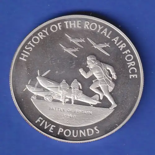 Guernsey Silber-Gedenkmünze Royal Air Force 5 £ 2008 stg