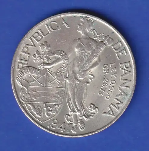 Panama Silbermünze 1 Balboa 1947 ss-vz