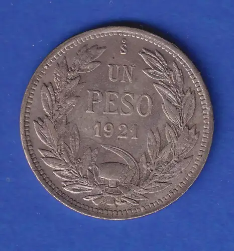 Chile Silbermünze 1 Peso 1921 