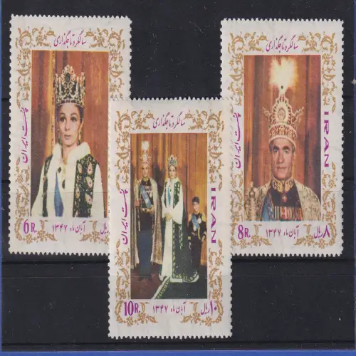 Iran 1968 Krönung Kaiserin Farah / der Schah Mi.-Nr. 1400-1402 Satz 3 Werte ** 