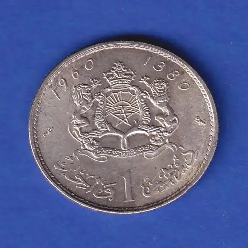 Marokko Silbermünze 1 Dirham König Mohammed V. 1960