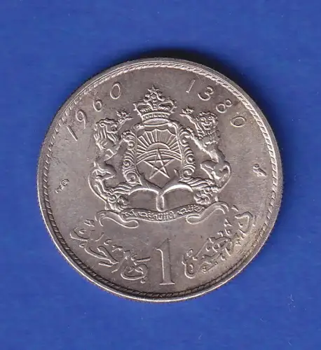 Marokko Silbermünze 1 Dirham König Mohammed V. 1960