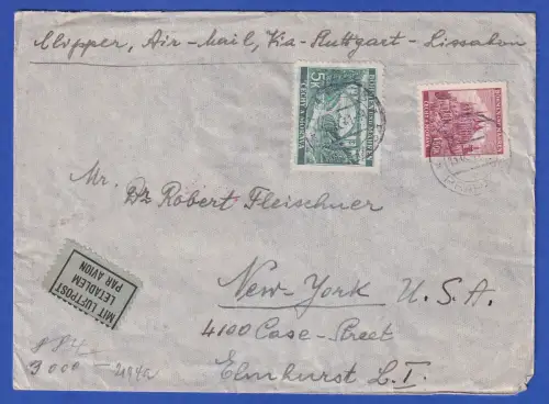 Böhmen und Mähren Mi.-Nr. 30, 57 auf Zensur-LP-Brief O PRAG nach USA 1941