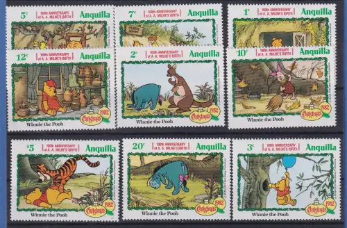 Anguilla 1982 Walt Disney Winnie the Pooh Satz 9 Werte ** / MNH
