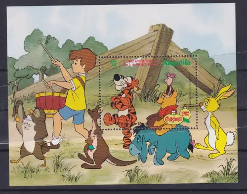 Anguilla 1982 Walt Disney Weihnachten Winnie the Pooh Block ** / MNH