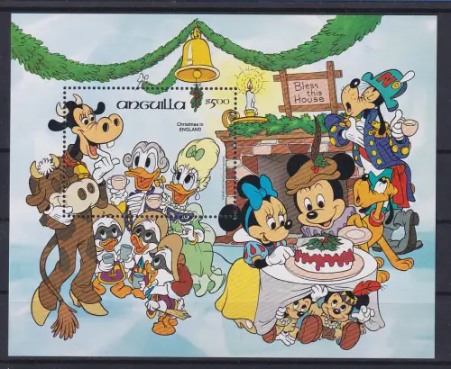 Anguilla Walt Disney Weihnachten in England Blockausgabe ** / MNH