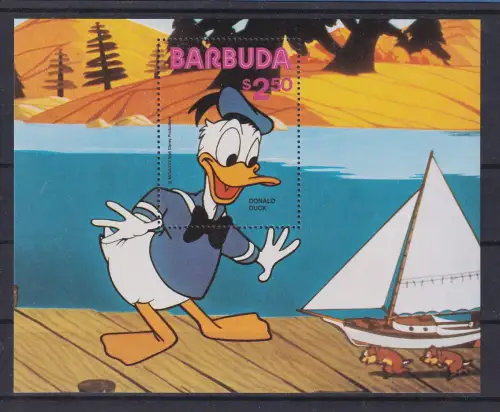 Barbuda Walt Disney Donald Duck Blockausgabe ** / MNH