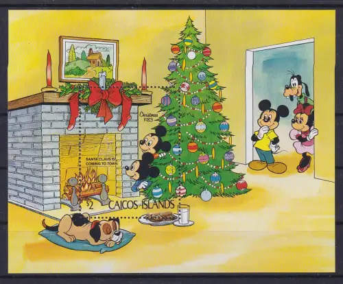 Walt Disney Caicos Islands Christmas 1983 Blockausgabe ** / MNH