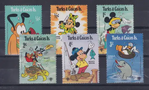 Turks & Caicos Islands Disney Satz 6 Werte ** / MNH