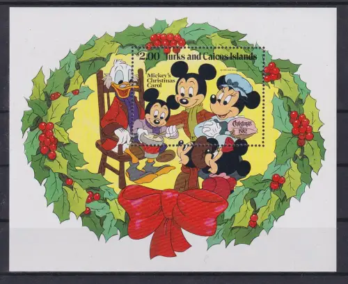 Turks & Caicos Islands Disney Mickey´s Christmas Carol Block ** / MNH