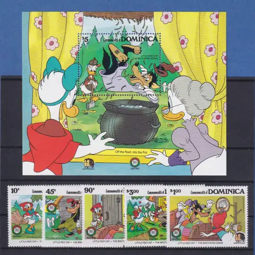 Dominica Disney Christmas 1985 little red cap Satz und Block **