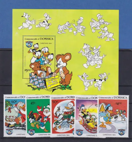 Dominica Disney Christmas 1984 verschiedene Motive Satz und Block **