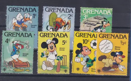 Grenada Walt Disney verschiedene Motive Lot 7 Werte  **