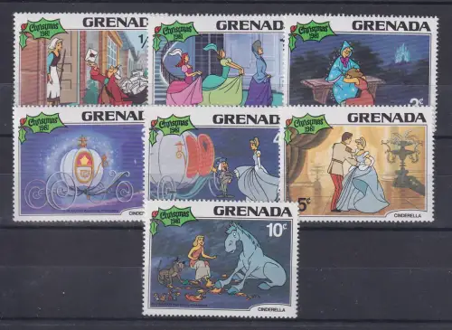 Grenada Walt Disney Christmas 1981 Cinderella 7 Werte  **