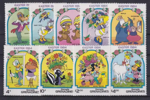 Grenada Walt Disney Ostern 1984 Satz 9 Werte  **
