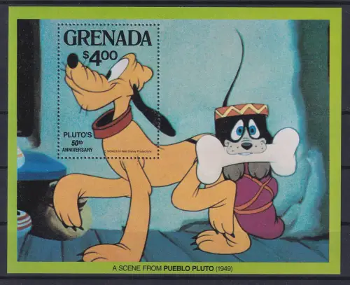 Grenada Walt Disney Pueblo Pluto 1980 Blockausgabe **