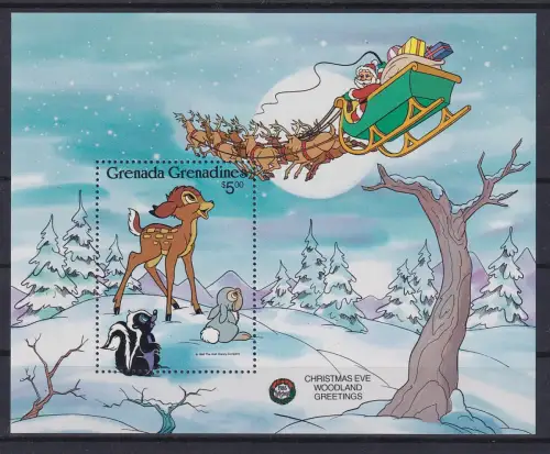 Grenada Walt Disney Weihnachten 1986 Bambi Blockausgabe  **