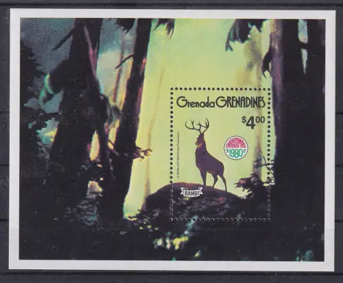 Grenada Walt Disney Weihnachten 1980 Bambi´s Vater Blockausgabe  **