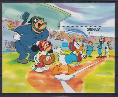 Grenada Walt Disney 1986 Baseball Blockausgabe  **