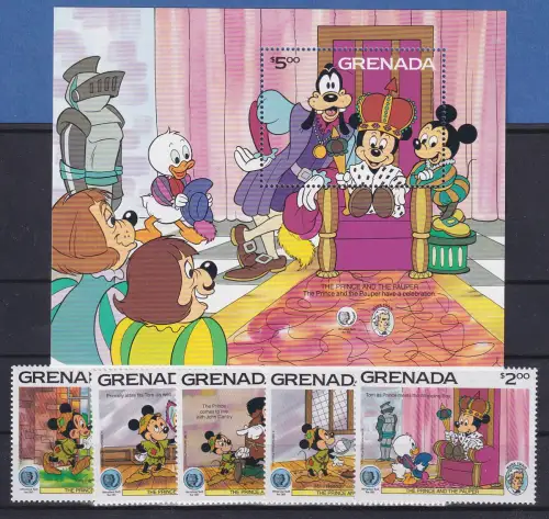 Grenada Walt Disney Blockausgabe und Satz 4 Werte  **