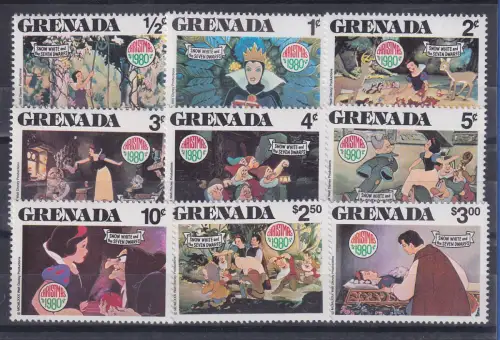 Grenada Walt Disney Weihnachten 1980 Satz 9 Werte  **