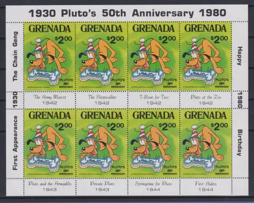 Grenada Walt Disney Plutos 50. Geburtstag Kleinbogen **