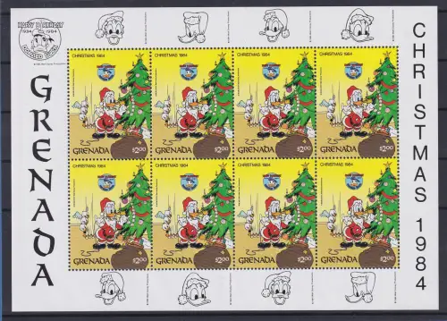 Grenada Walt Disney Weihnachten 1984 Donald Duck Kleinbogen **