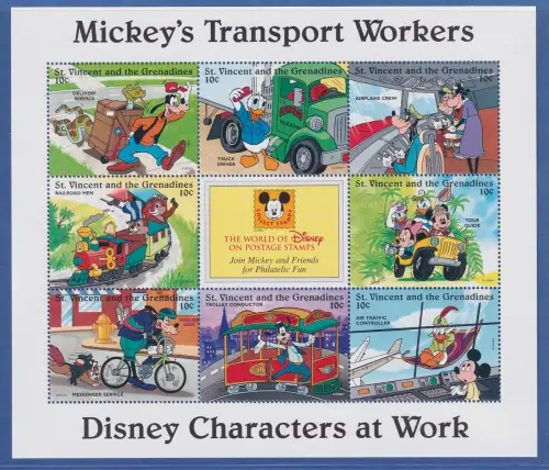 St. Vincent und Grenada Walt Disney verschiedene Motive Blockausgabe **