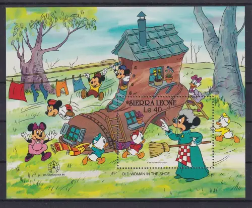 Sierra Leone Walt Disney old woman in the shoe Blockausgabe **
