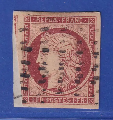 Frankreich 1849 Ceres 1 Franc Mi.-Nr. 7a gestempelt  auf Briefstück