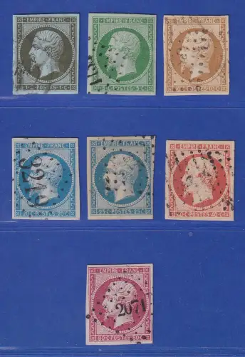 Frankreich 1853/61 Napoleon III. EMPIRE FRANC Mi.-Nr. 10-16 gestempelt