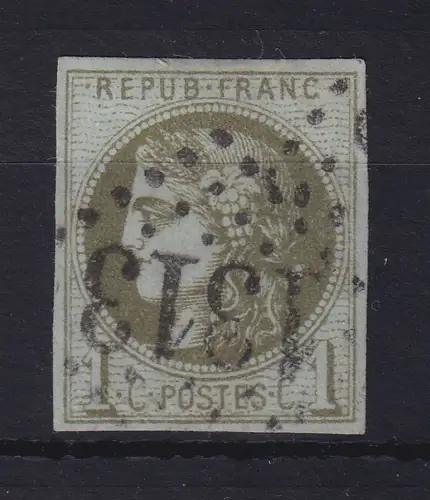 Frankreich 1870 Ceres 1 Centimes  Mi.-Nr. 36 mit Punktrost-Nr.-O 1313
