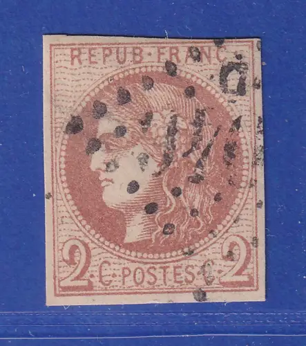 Frankreich 1870 Ceres 2 Centimes  Mi.-Nr. 37 mit Punktrost-Nr.-O 