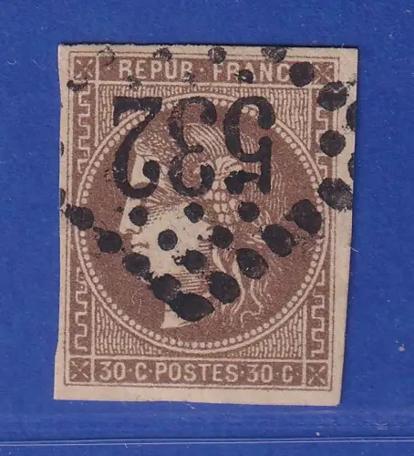 Frankreich 1870 Ceres 30 C Mi.-Nr. 42a mit Punktrost-Nr.-O 532