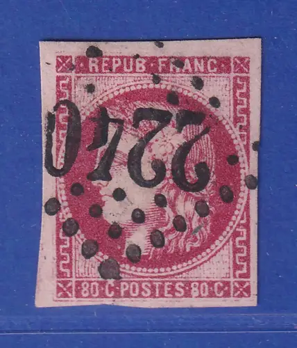Frankreich 1870 Ceres 80 Centimes Mi.-Nr. 44a mit Punktrost-Nr.-O 2240