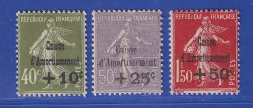Frankreich 1931 Staatsschuldentilgungskasse mit Aufdruck Mi.-Nr. 264-266 **