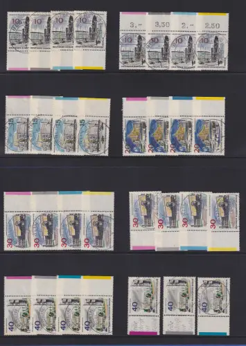 Berlin 1966 modernes Berlin Mi.-Nr. 254-65 mit FARBRANDSTREIFEN umfangr. Lot O 