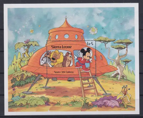 Sierra Leone Walt Disney Mickey im Raumschiff Blockausgabe ** / MNH