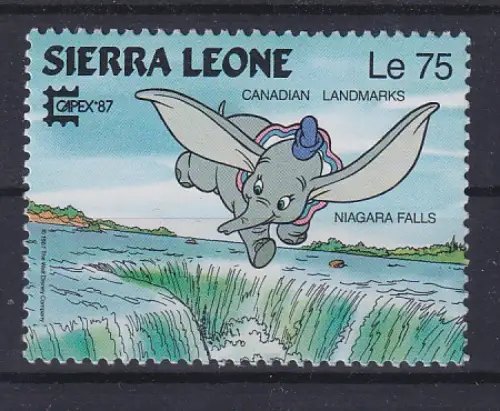 Sierra Leone Walt Disney Dumbo über den Niagarafällen 1 Wert ** / MNH