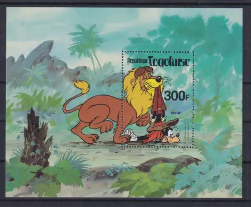 Togo Walt Disney Pluto mit Löwen Blockausgabe  ** / MNH