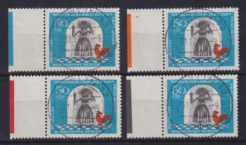 Berlin 1967 Frau Holle 50Pfg Mi.-Nr. 313  4 Werte Farbrandstreifen, BERLIN-O